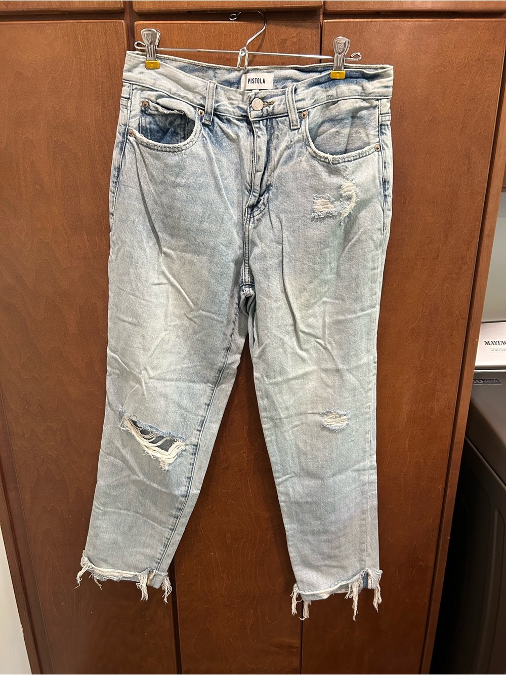 pistola Light Wash Distressed Cropped Ankle Jeans